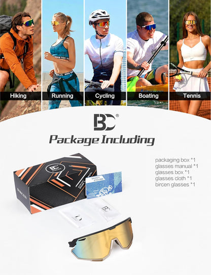Sunglasses for Baseball Running Cycling : Wrap-Around Sport Glasses