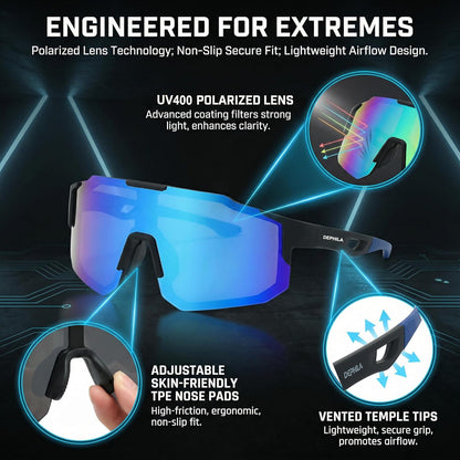 Polarized Sports Sunglasses for Men Women, Sunglasses for Teens Baseball, Biking, Cycling with UV400 Protection