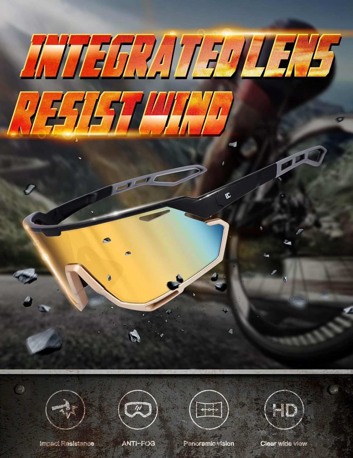 Sunglasses for Baseball Running Cycling : Wrap-Around Sport Glasses