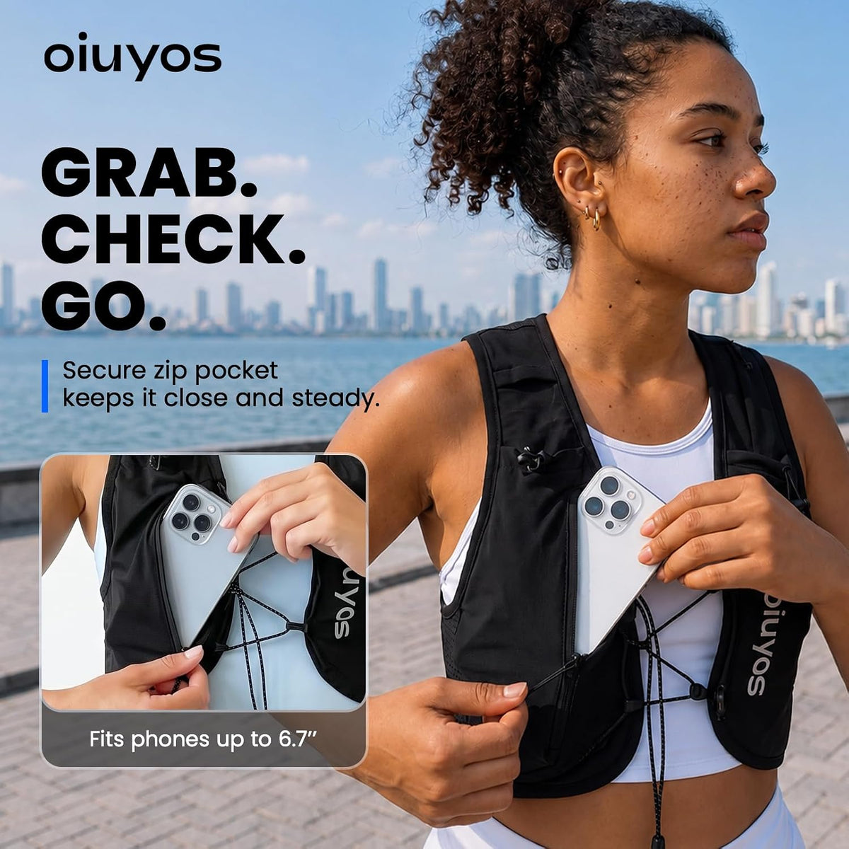Running Vest for Women Men, 500Ml Soft Flask & Phone Holder