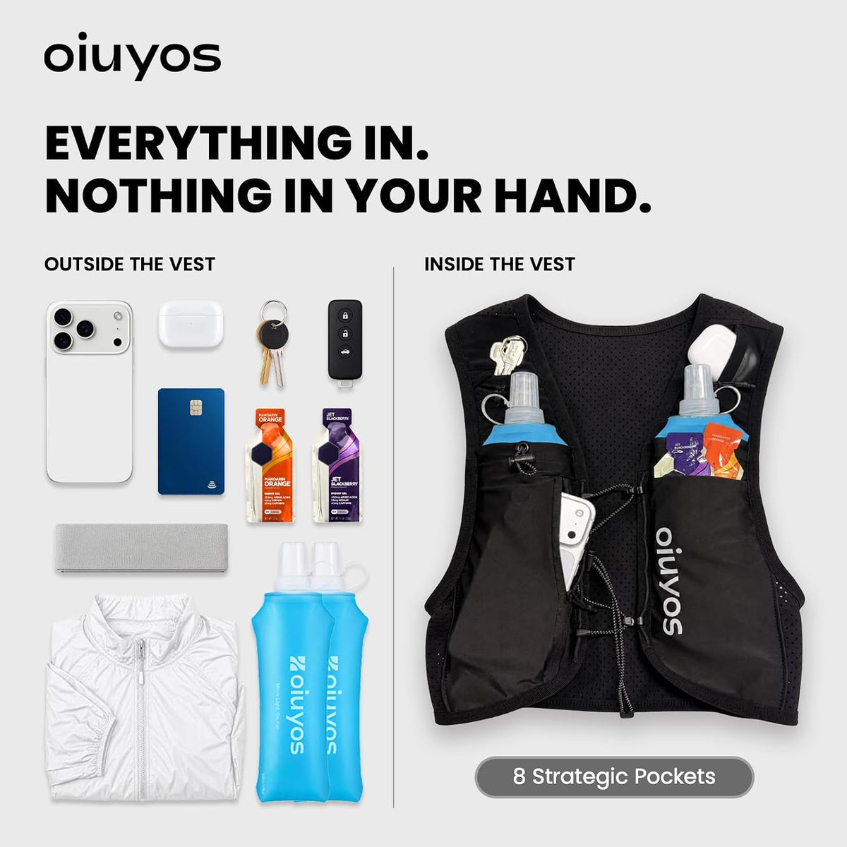 Running Vest for Women Men, 500Ml Soft Flask & Phone Holder